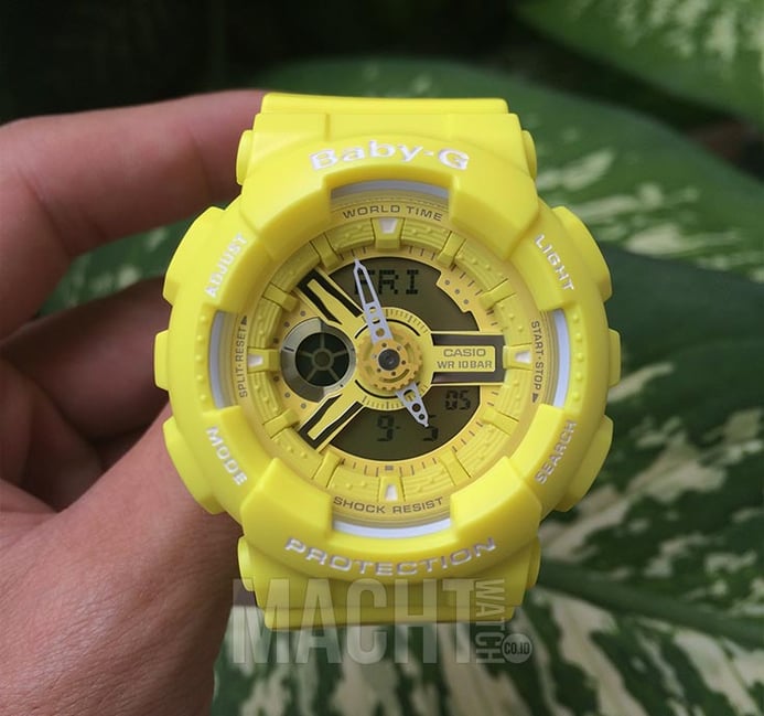 Casio Baby-G BA-110BC-9ADR Yellow Digital Analog Dial Neon Yellow Resin Strap