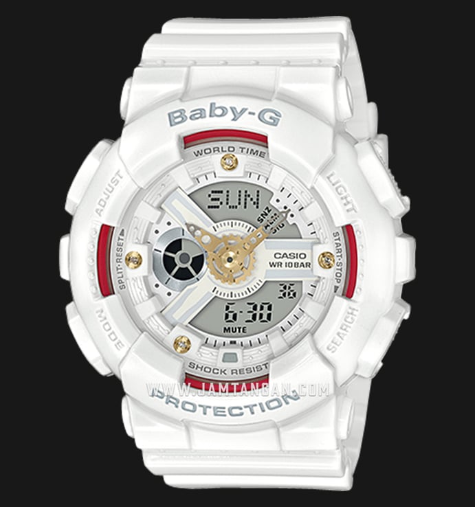 Casio Baby-G BA-110DDR-7ADR Special Color Models Digital Analog Dial White Resin Strap