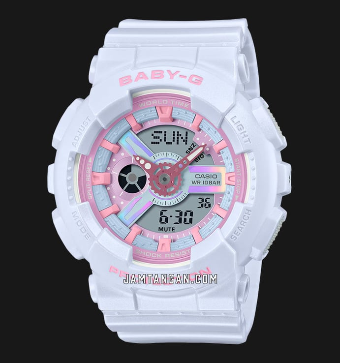 Casio Baby-G BA-110FH-2ADR Fantasy Holographic Colors Digital Analog Dial Pastel Blue Resin Band