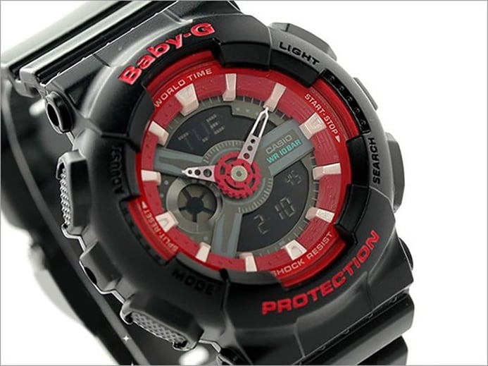 Casio Baby-G BA-110SN-1ADR Water Resistant 100M Black Resin Band
