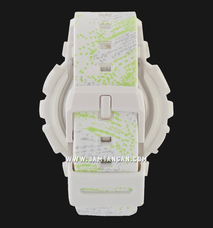Casio Baby-G BA-110TX-7ADR Mist Texture Scratch Pattern Digital Analog Dial White Resin Band