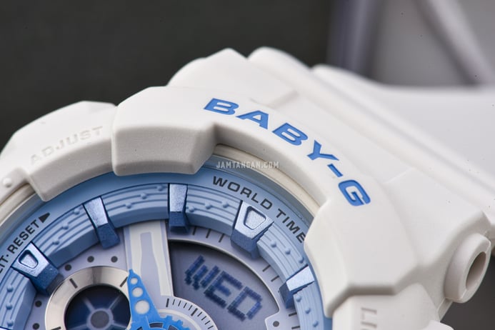 Casio Baby-G BA-110XBE-7ADR Digital Analog Ice Blue Dial White Resin Band