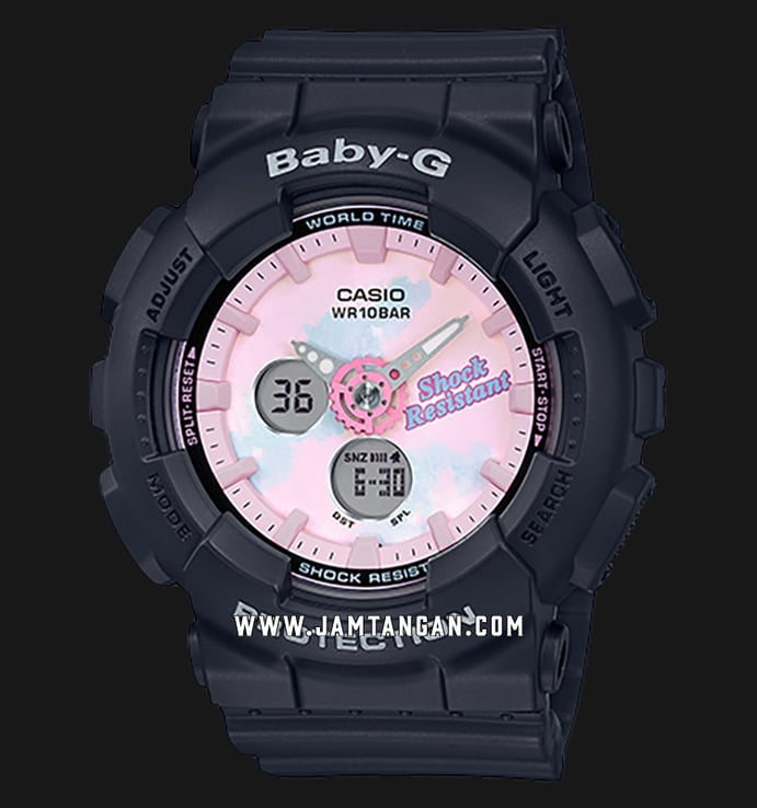 Casio Baby-G BA-120T-1ADR Tie-Dye Beach Fashions Digital Analog Dial Black Resin Band