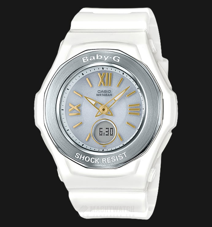 Casio Baby-G BGA-1050GA-7BJF Ladies Digital Analog Watch White Resin Band