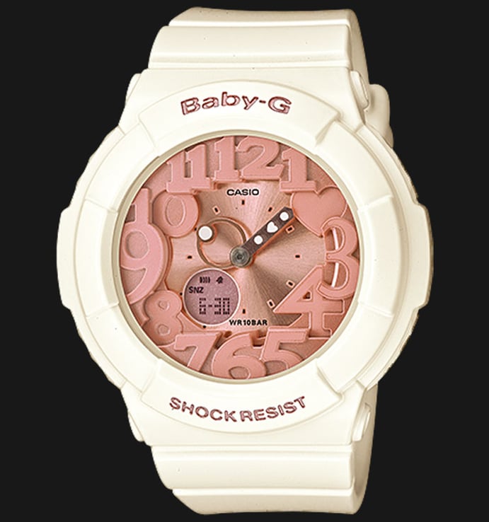 Casio Baby-G BGA-131-7B2DR Pink Digital Analog Dial White Resin Strap