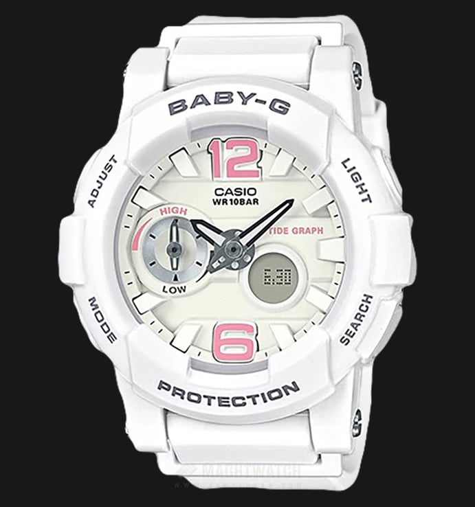 Casio Baby-G BGA-180BE-7BDR Water Resistant 100M White Dial White Resin Band
