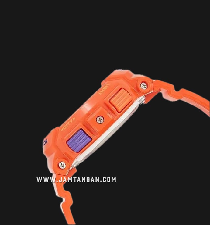Casio Baby-G BGA-190-4BDR Multi Color Digital Analog Dial Orange Neon Resin Band