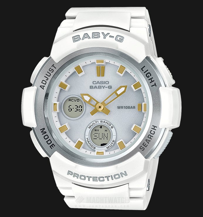 Casio Baby-G Precious Heart Selection BGA-2100GA-7AJF Ladies Digital Analog Watch White Resin Band
