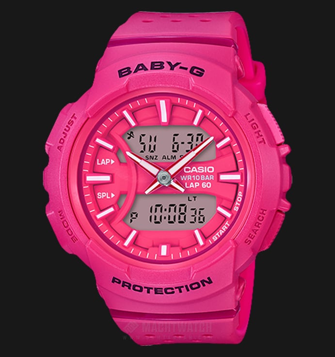 Casio Baby-G FOR RUNNING SERIES BABY-G BGA-240-4ADR Ladies Digital Analog Watch Pink Resin Band