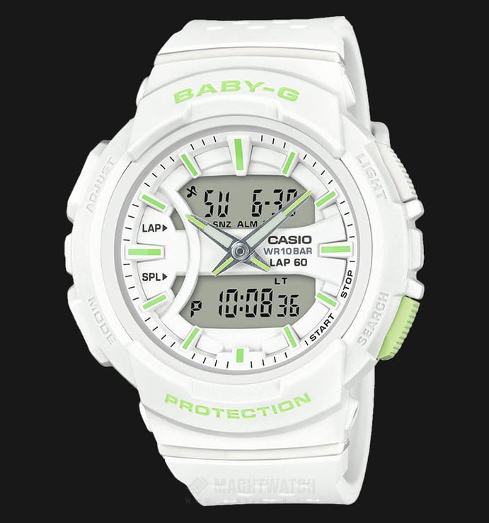 Casio Baby-G For Runners BGA-240-7A2DR Ladies Digital Analog White Resin Band