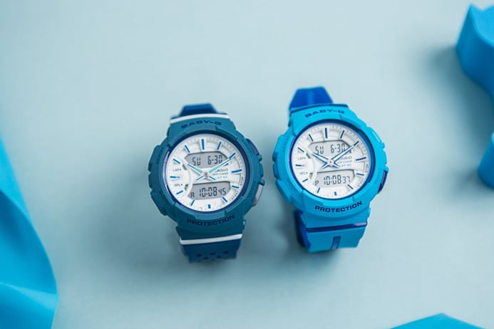 Casio Baby-G For Runners BGA-240L-2A2DR Ladies Digital Analog Blue Resin Band