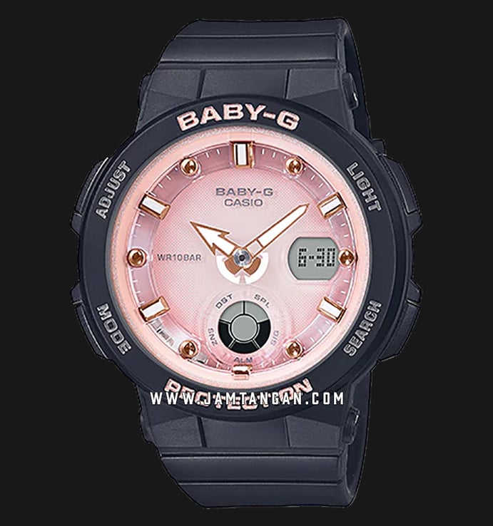 Casio Baby-G BGA-250-1A3DR Beach Traveler Pink Digital Analog Dial Black Resin Band