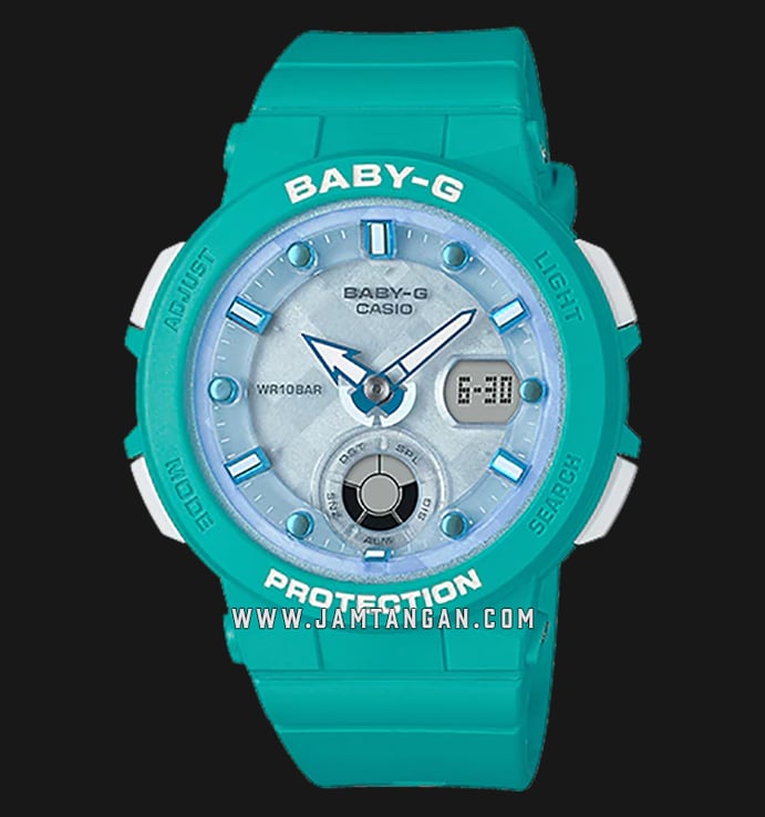 Casio Baby-G BGA-250-2ADR Water Resistant 100M Digital Analog Dial Green Resin Band