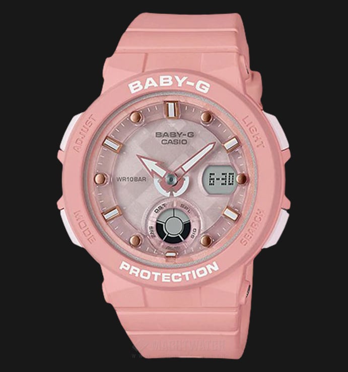 Casio Baby-G Neon illuminator BGA-250-4ADR Ladies Digital Analog Watch Pink Resin Band