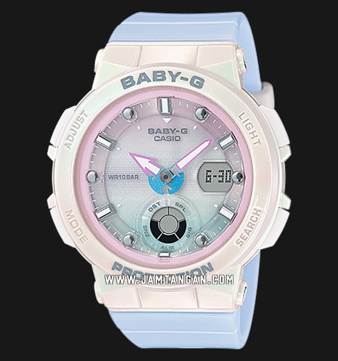 Casio Baby-G BGA-250-7A3DR Beach Traveller Ladies Digital Analog Dial Pastel Blue Resin Band