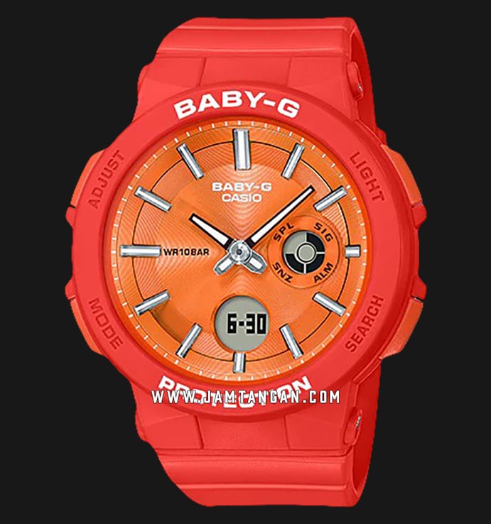 Casio Baby-G Neon illuminator BGA-255-4ADR Ladies Digital Analog Watch Orange Resin Band