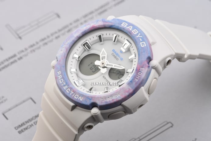 Casio Baby-G BGA-270M-7ADR Spring & Summer Collection Digital Analog Dial White Resin Band