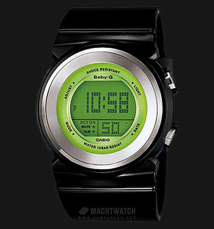 Casio Baby-G BGD-100-1BDR Color Series Black-Green Resin-Stainless Steel Case