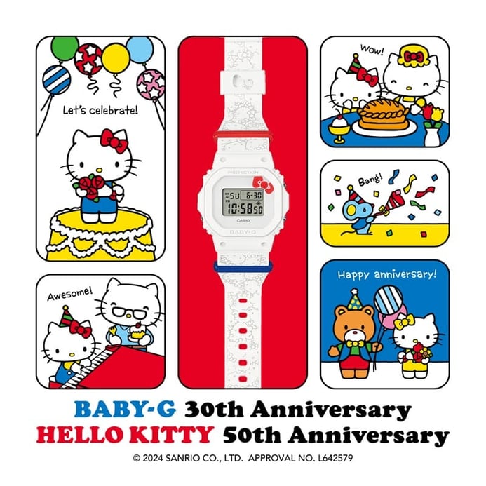 Casio Baby-G BGD-565KT-7DR Hello Kitty Collaboration 50th Anniversary Digital Dial White Resin Band