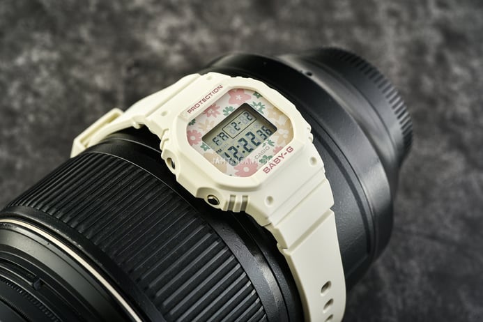 Casio Baby-G BGD-565RP-7DR Retro Pop Floral Pattern Digital White Dial White Pastel Resin Band