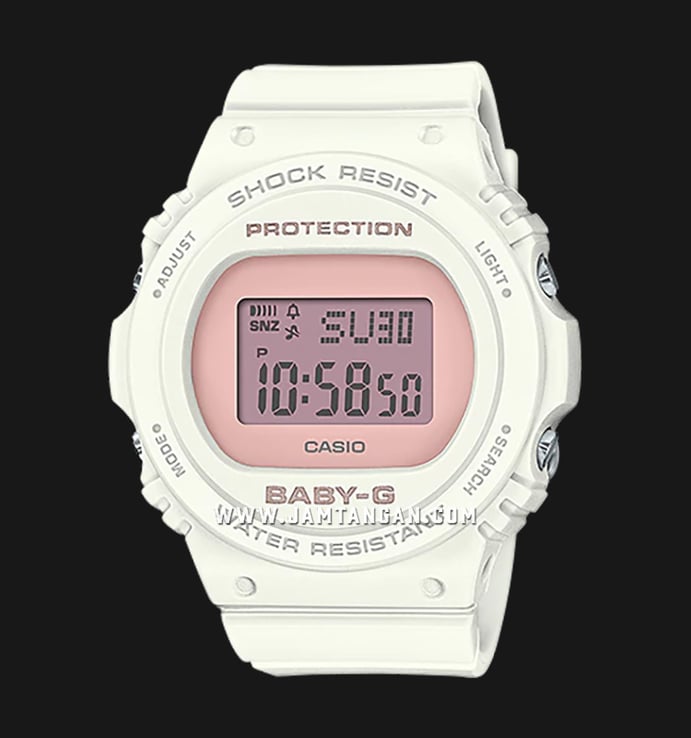 Casio Baby-G BGD-570-7BDR Classic Retro Ladies Pink Digital Dial White Resin Band