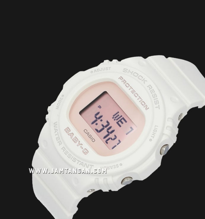 Casio Baby-G BGD-570-7BDR Classic Retro Ladies Pink Digital Dial White Resin Band