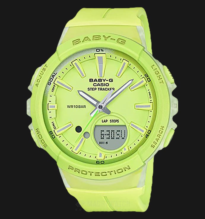 Casio Baby-G FOR RUNNING SERIES BGS-100-9ADR Ladies Digital Analog Watch Green Resin Band
