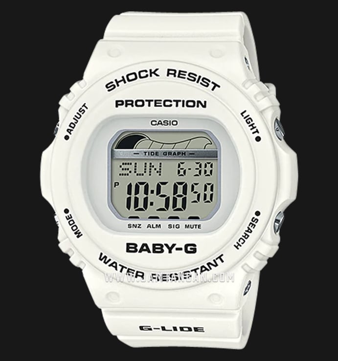Casio Baby-G G-Lide BLX-570-7DR Digital Dial White Resin Band
