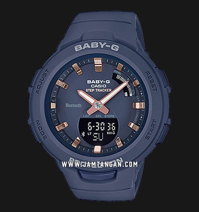 Casio Baby-G G-Squad BSA-B100-2ADR Step Tracker Digital Analog Dial Blue Resin Band