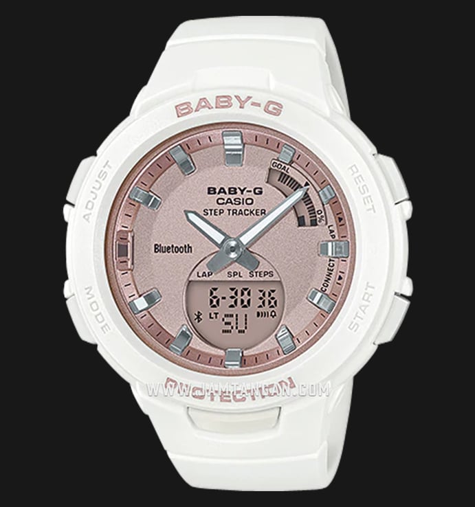 Casio Baby-G BSA-B100MF-7ADR G-Squad Pink DIal White Resin Band