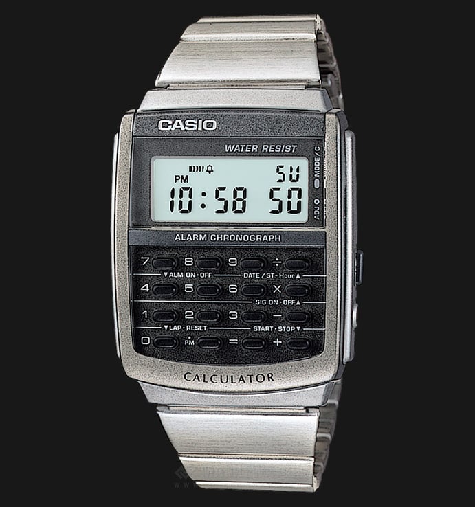 Casio General CA-506-1DF Calculator Digital Dial Stainless Steel Band