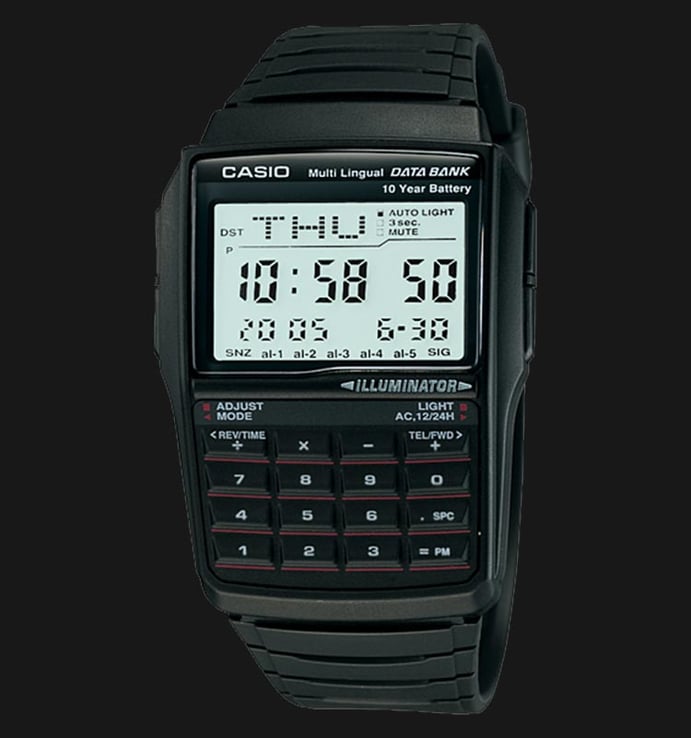 Casio General DBC-32-1ADF Multi-Lingual Data Bank Digital Black Resin Band