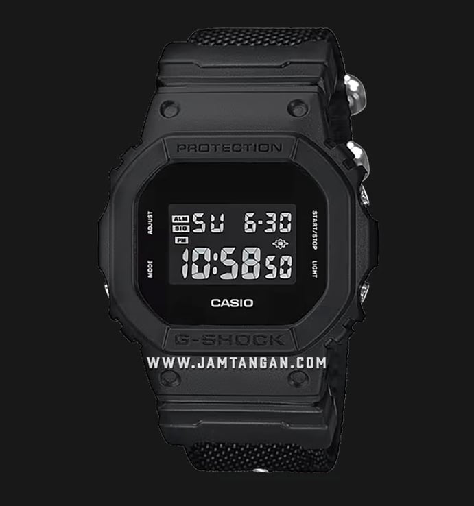 Casio G-Shock DW-5600BBN-1DR Black Out Digital Dial Fabric Band