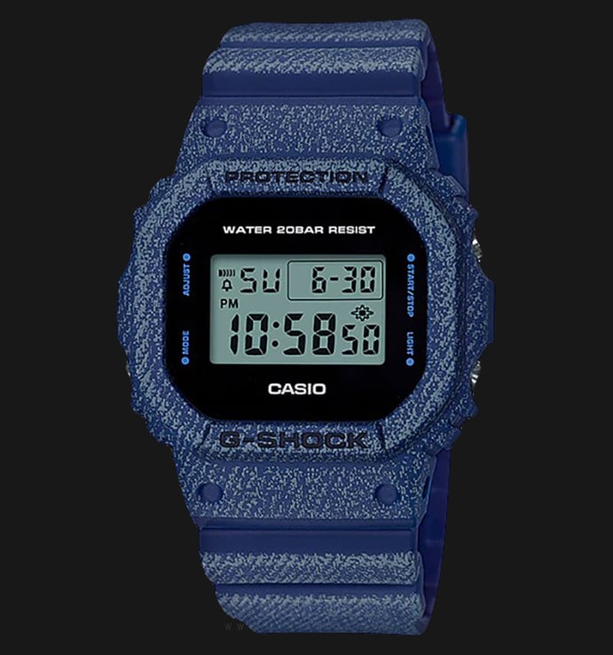 Casio G-Shock Standard DW-5600DE-2DR Water Resistant 200M Black Digital Dial Blue Resin Band