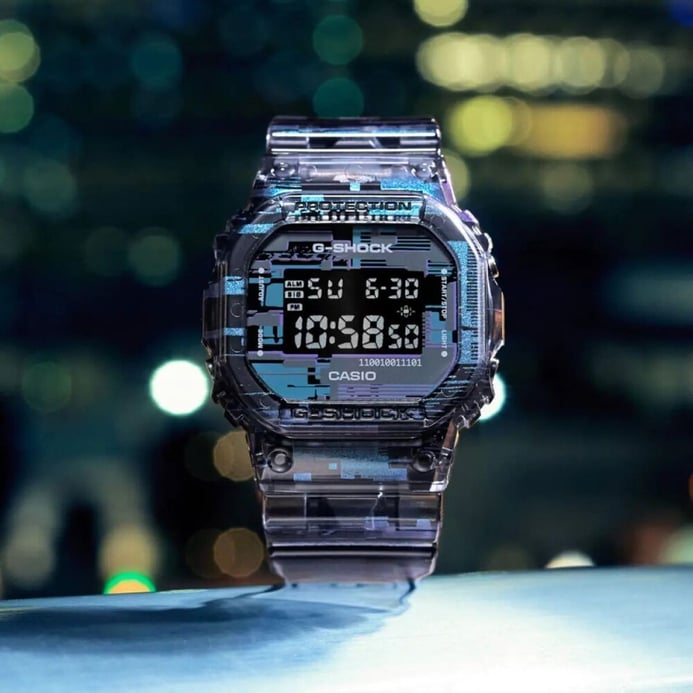 Casio G-Shock DW-5600NN-1DR Glitch Digital Dial Semi Transparent Resin Band