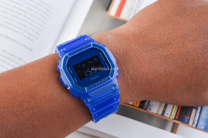 Casio G-shock DW-5600SB-2DR Jelly Color Skeleton Series Blue Digital Dial Blue Clear Resin Band