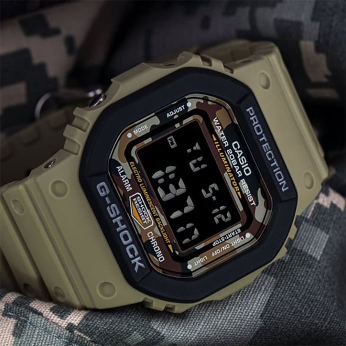 Casio G-Shock DW-5610SUS-5DR Camouflage Freshness Digital Dial Beige Rubber Band