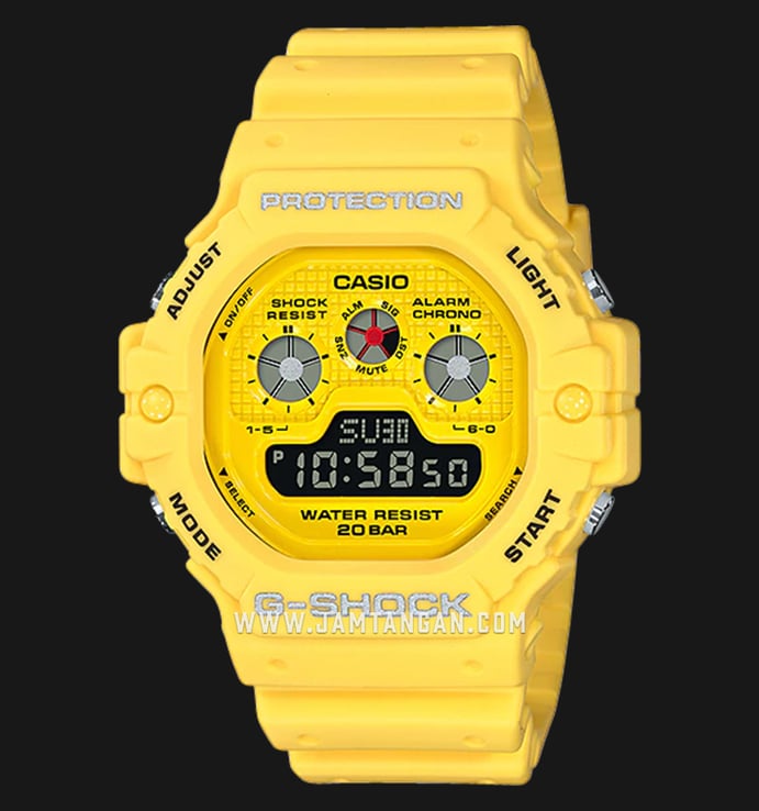 Casio G-Shock DW-5900RS-9DR Special Color Models Yellow Digital Dial Yellow Resin Strap