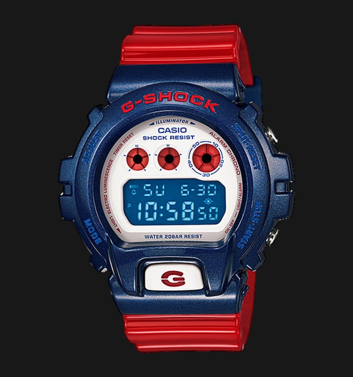 Casio G-Shock DW-6900AC-2DR White Digital Dial Red Resin Strap