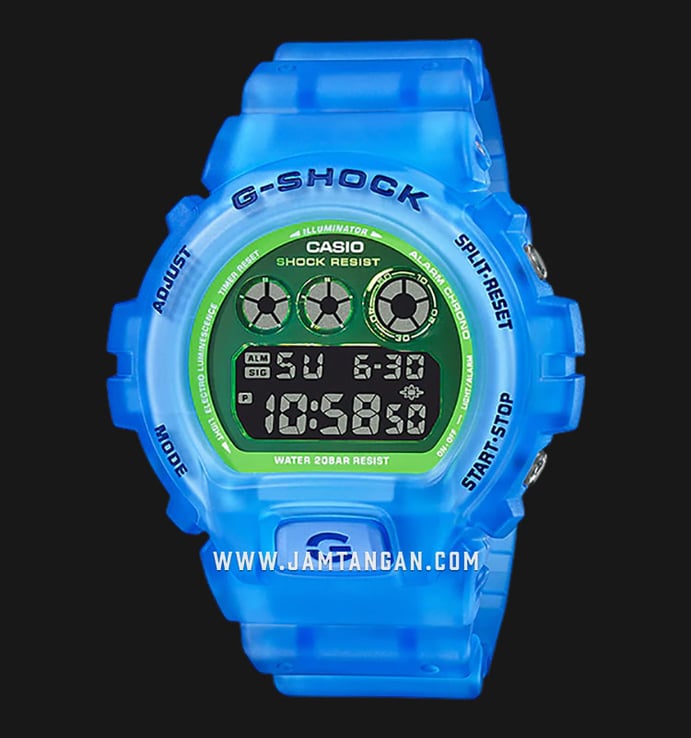 Casio G-Shock DW-6900LS-2DR Color Skeleton Series Digital Dial Blue Clear Resin Band