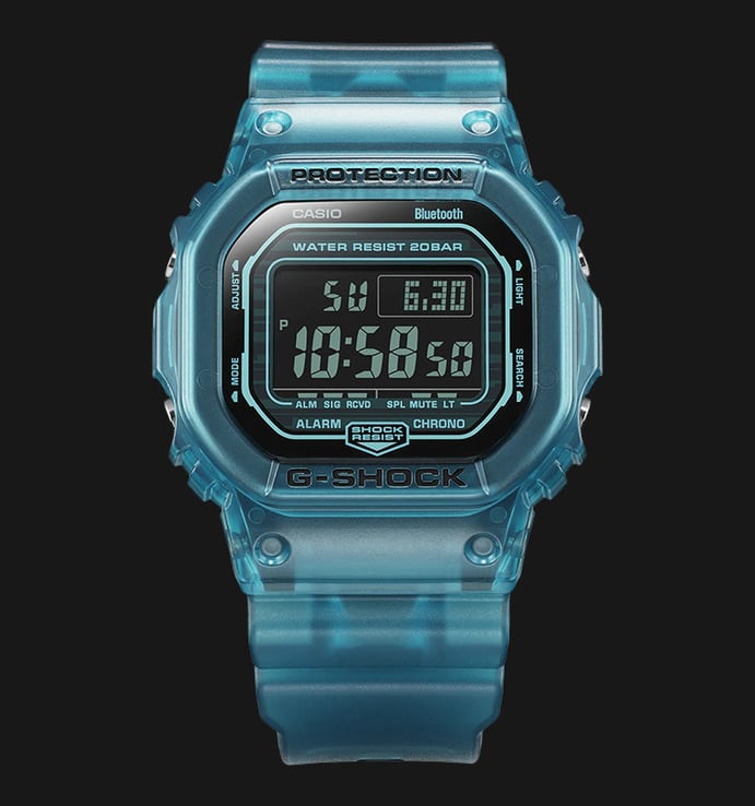 Casio G-Shock DW-B5600G-2DR Digital Dial Turquoise Transparent Resin Band