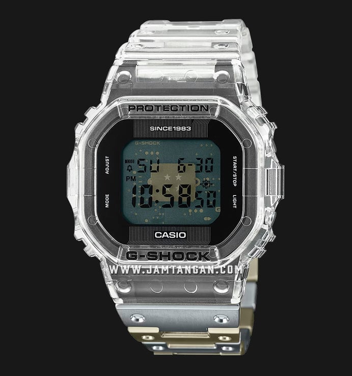 Casio G-Shock DWE-5640RX-7DR 40th Anniversary Clear Remix Digital Dial St. Steel And Resin Band