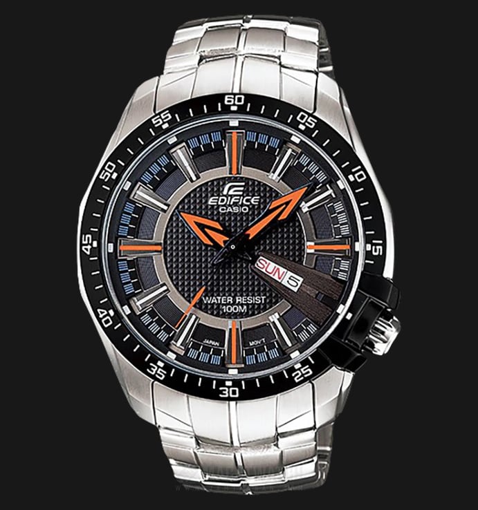 Casio Edifice EF-130D-1A5VUDF Water Resistant 100M Black Pattern Dial Stainless Steel