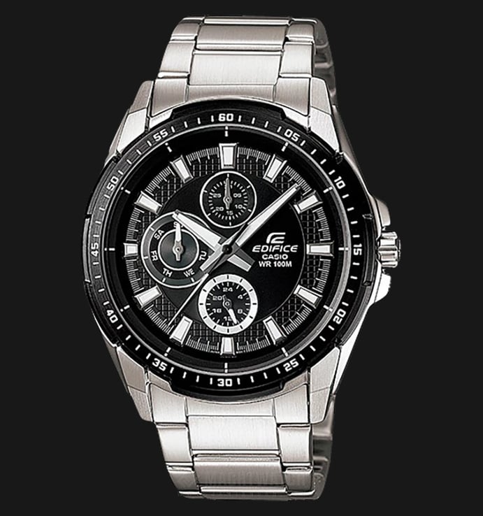 Casio Edifice EF-336DB-1A1VUDF Water Resistant 100M Black Pattern Dial Stainless Steel