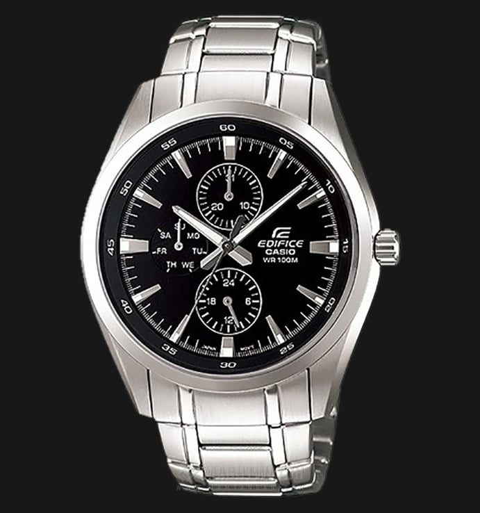 Casio Edifice EF-338D-1AVDF Black Dial Stainless Steel Watch