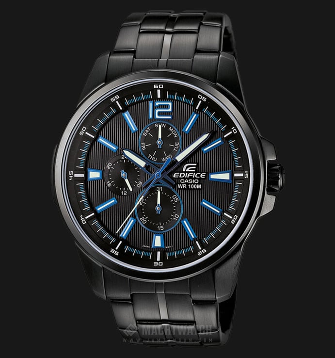 Casio Edifice EF-343BK-1AVDF Black Stainless Steel Watch