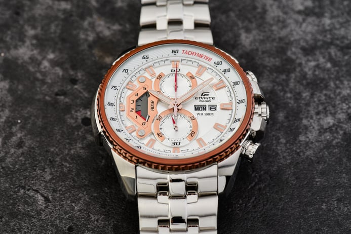 Casio Edifice EF-558D-7AVUDF Chronograph White Dial Stainless Steel Band