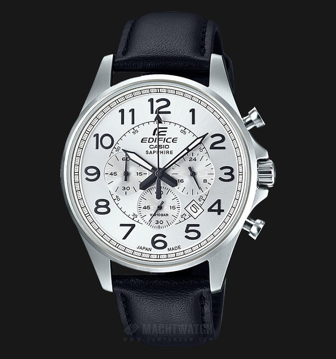 Casio Edifice CHRONOGRAPH EFB-508JL-7ADR White Dial Black Leather Watch