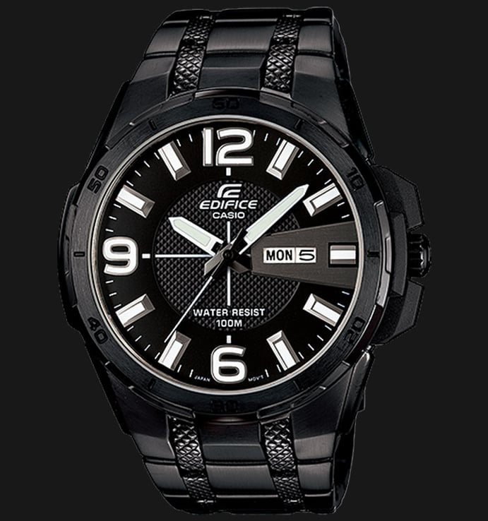 Casio Edifice EFR-104BK-1AVDF Black Dial Black Plated Ion Stainless Steel Strap