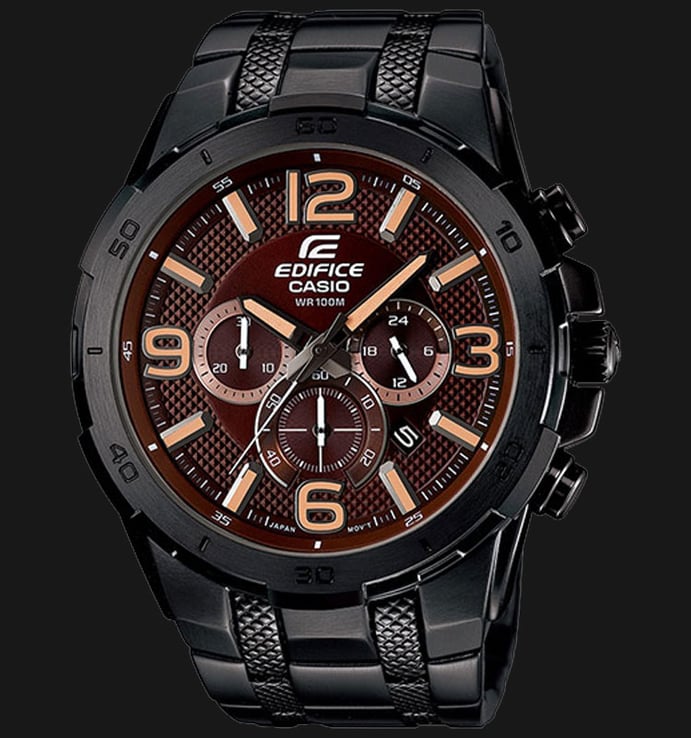 Casio Edifice EFR-538BK-5AVUDF Chronograph Brown Dial Black Stainless Steel Strap